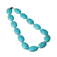 Fashion Turquoise Necklace, Blue Turquoise, polished, blue, 30x20x9mm,34x24x10mm, Sold Per 45 cm Strand