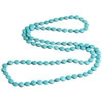 Turquoise Sweater Chain Necklace, polished, blue, 18mmx7mm,12mmx5mm,14mmx6mm,46cm,116cm, Sold By Strand