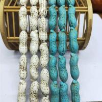 Türkis Perlen, Erdnuss, poliert, keine, 11x32mm, verkauft von Strang