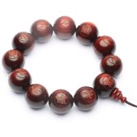 Red Sandalwood Willow Buddhist Beads Bracelet, Carved, Buddhist jewelry, reddish-brown, 20mm, 12PCs/Strand, Sold By Strand