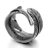 Titanium Steel Finger Ring, Feather, polished, Adjustable & different size for choice & for man, Sold By PC