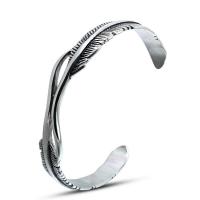 Titanium Steel Cuff Bangle, Feather, polished, different size for choice & for man, 10x185mm, Sold By PC
