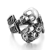 Titanium Steel Finger Ring Skull polished Adjustable & for man 20mm Sold By PC