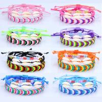 Fashion Create Wax Cord Bracelets, Shell, with Wax Cord, plated, fashion jewelry & Unisex, more colors for choice, 15-30cm, Sold By Strand