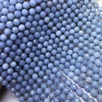 Gemstone Jewelry Beads Angelite Round polished DIY & faceted blue 6-7mm Sold By Strand