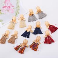 Fashion Fringe Earrings Zinc Alloy with Cotton Thread & Resin gold color plated for woman nickel lead & cadmium free Sold By Pair
