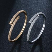 Brass Cuff Bangle plated micro pave cubic zirconia & for woman nickel lead & cadmium free Sold By PC