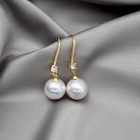 Zinc Alloy Drop Earrings BeCharmed Pearl plated fashion jewelry & micro pave cubic zirconia & for woman nickel lead & cadmium free Sold By Pair