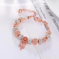 European Bracelet, Copper Alloy, with Tibetan Style bead & Rhinestone Clay Pave, Round, plated, with rhinestone, Sold By PC