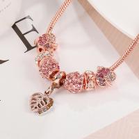 European Bracelet Copper Alloy with zinc alloy bead Leaf plated with rhinestone Sold By PC