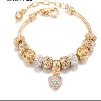 European Bracelet Copper Alloy Round plated micro pave cubic zirconia Sold By PC
