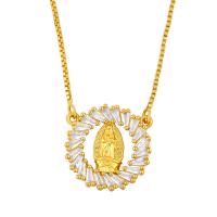 Cubic Zircon Micro Pave Brass Necklace, Round, plated, micro pave cubic zirconia, 19x19mm, Sold By PC