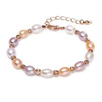 Freshwater Cultured Pearl Bracelet, Freshwater Pearl, handmade, fashion jewelry & for woman, mixed colors, 6mm, Sold By Strand