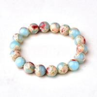 Gemstone Bracelets, Impression Jasper, Unisex & different size for choice, mixed colors, 12mm, Sold By Strand