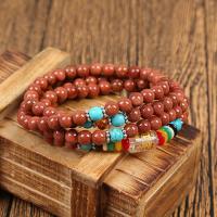 108 Mala Beads, Lampwork, with Goldstone, natural, Buddhist jewelry, mixed colors, 6mm, 108PCs/Strand, Sold By Strand
