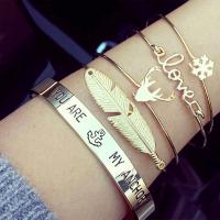 Zinc Alloy Bangle plated 4 pieces golden 70mm Sold By Set