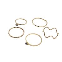 Cink Alloy Ring Set, Cink ötvözet, galvanizált, 5 darab & strasszos, aranysárga, 10mm, Által értékesített Set