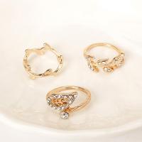 Zinc Alloy Ring Set plated 3 pieces & with rhinestone 14mm Sold By Set
