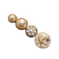Clips de pico, aleación de zinc, con Perlas plásticas, diferentes estilos para la opción & para mujer & con diamantes de imitación, más colores para la opción, 65x23mm, Vendido por UD