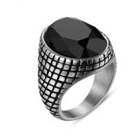 Titanium Steel Finger Ring, with Gemstone, anoint, different size for choice & for man, Sold By PC