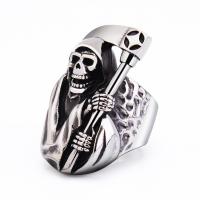 Titantium Steel fingerring, Titanium Stål, Skull, Salve, forskellig størrelse for valg & for mennesket, 24x41mm, Solgt af PC