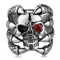 Titantium Steel finger ring, Titan Stål, Skull, Smörja, olika storlek för val & för människan & med strass, Säljs av PC
