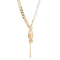 Zinc Alloy smykker halskæde, med Plastic Pearl, forgyldt, mode smykker & for kvinde, nikkel, bly & cadmium fri, 450mm, Solgt Per 17.71 inch Strand