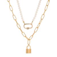 Mode-Multi-Layer-Halskette, Zinklegierung, mit Kunststoff Perlen, plattiert, Modeschmuck & für Frau, frei von Nickel, Blei & Kadmium, 500mm, verkauft per 19.68 ZollInch Strang
