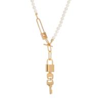 Zinklegierung Schmuck Halskette, mit Kunststoff Perlen, plattiert, Modeschmuck & für Frau, frei von Nickel, Blei & Kadmium, 450mm, verkauft per 17.71 ZollInch Strang
