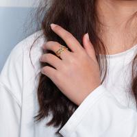 Zinc Alloy fingerring, forgyldt, mode smykker & for kvinde & med rhinestone, nikkel, bly & cadmium fri, 19mm, Solgt af PC