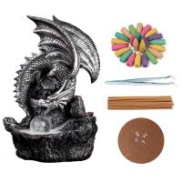 Backflow Incense Burner, Rhododendron Wood, Dragon, plated, for home and office & durable, more colors for choice, 15x15x26cm, Sold By PC