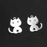 Stainless Steel Animal Pendants, Cat, plated, more colors for choice, 10x15x1mm, Approx 10PCs/Bag, Sold By Bag