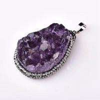 Quartz Gemstone Pendants Amethyst purple Sold By PC