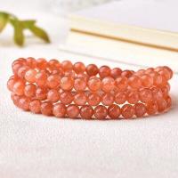 Bracelets quartz, Strawberry Quartz, Rond, orange rougeâtre, 5mm, Vendu par brin