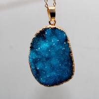 Ice Quartz Agate Pendant, blue, 20-30mm*30-40mm, thick: 10-20mm, Sold By PC