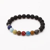Gemstone Bracelets Natural Stone with Lava polished multi-colored 8mm Sold By Strand