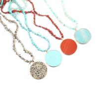 Natural Gemstone Necklace, with Natural Gravel, more colors for choice, 800mm, Sold By Strand