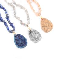 Agate Necklace, Ice Quartz Agate, with Natural Gravel, more colors for choice, 800mm, Sold By Strand