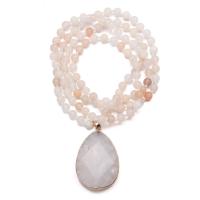 Gemstone smykker halskæde, Agate, med Pink aventurin, lyserød, 900mm, Solgt af Strand