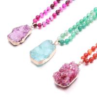 Agate Necklace, Ice Quartz Agate, with Lace Agate, more colors for choice, 900mm, Sold By PC