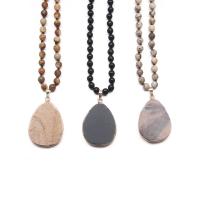مجوهرات الأحجار الكريمة قلادة, حجر كريم, المزيد من الألوان للاختيار, 32x47mm, تباع بواسطة حبلا