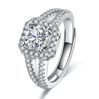 Rhinestone палец кольцо, Латунь, Платиновое покрытие платиновым цвет, Регулируемый & Женский & со стразами, 3x6mm, продается PC