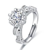 Vještački dijamant Ring Finger, Mesing, platine boja pozlaćen, Podesiva & za žene & s Rhinestone, 2x15mm, Prodano By PC