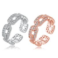 Anilo de dedo, metal, chapado, Ajustable & para mujer & con diamantes de imitación, más colores para la opción, Vendido por UD