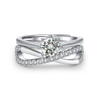 Anilo de dedo, metal, chapado en color de platina, 2 piezas & Ajustable & para mujer & con diamantes de imitación, 5.50x5mm, Vendido por UD