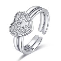 Anilo de dedo, metal, chapado, 2 piezas & Ajustable & para mujer & con diamantes de imitación, más colores para la opción, 17mm, Vendido por UD