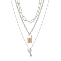 Multi Layer Necklace Zinc Alloy silver color plated fashion jewelry & multilayer & for woman nickel lead & cadmium free 550mm Sold Per 21.56 Inch Strand