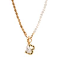 Zinc Alloy smykker halskæde, med Plastic Pearl, forgyldt, Fransk reb kæde & mode smykker & for kvinde, guld, nikkel, bly & cadmium fri, 450mm, Solgt Per 17.71 inch Strand
