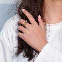 Zinc Alloy fingerring, forgyldt, mode smykker & Micro Pave cubic zirconia & for kvinde, guld, nikkel, bly & cadmium fri, 18mm, Solgt af PC