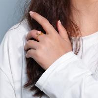 Zinc Alloy fingerring, forgyldt, mode smykker & Micro Pave cubic zirconia & for kvinde, guld, nikkel, bly & cadmium fri, 16mm, Solgt af PC